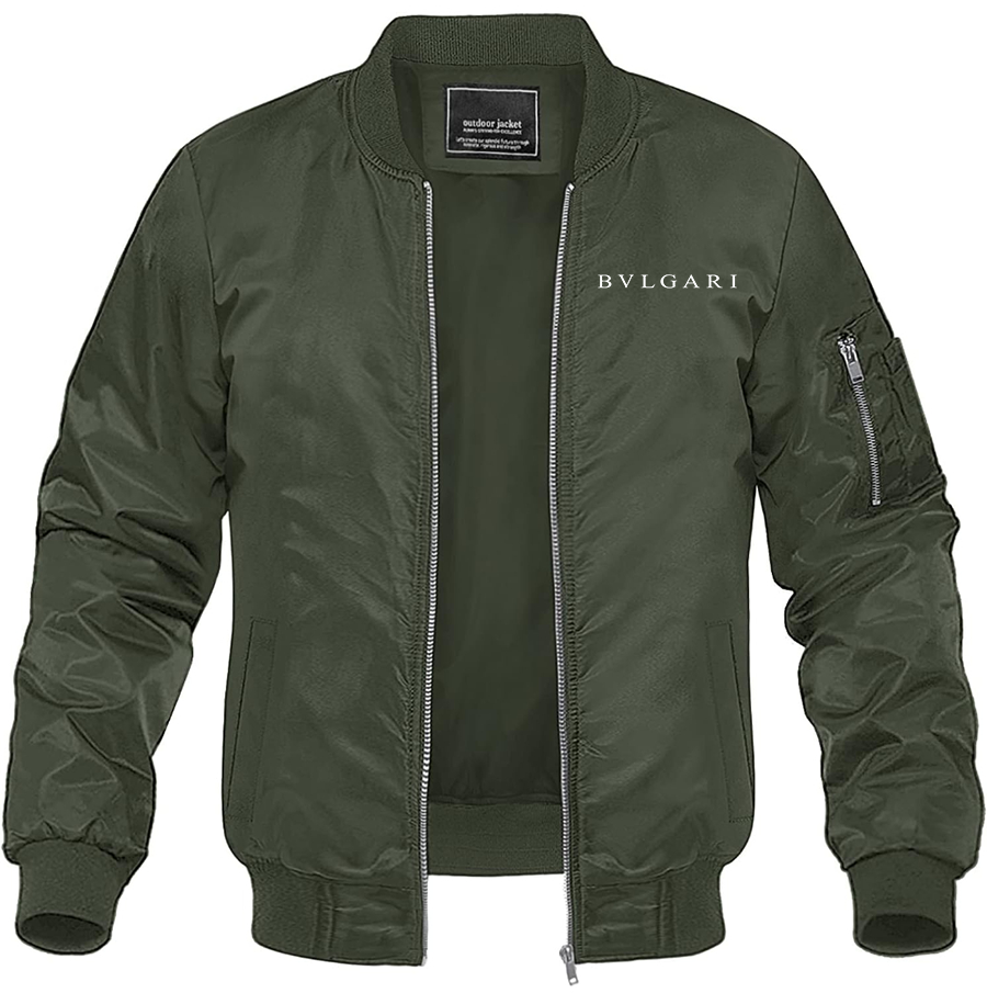 Men's BVLGARI Lightweight Bomber Jacket Windbreaker Casual Fall Spring Outdoor Coat