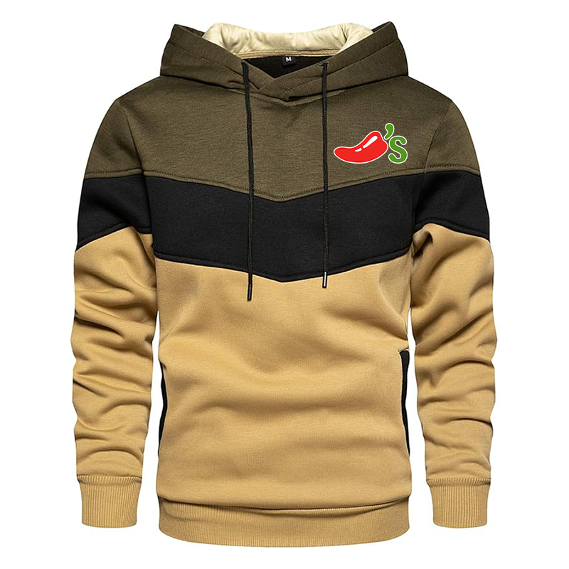 Men's Chilis Gesean Novelty Color Block Pullover Fleece Hoodie Long Sleeve Casual Sweatshirt with Pocket