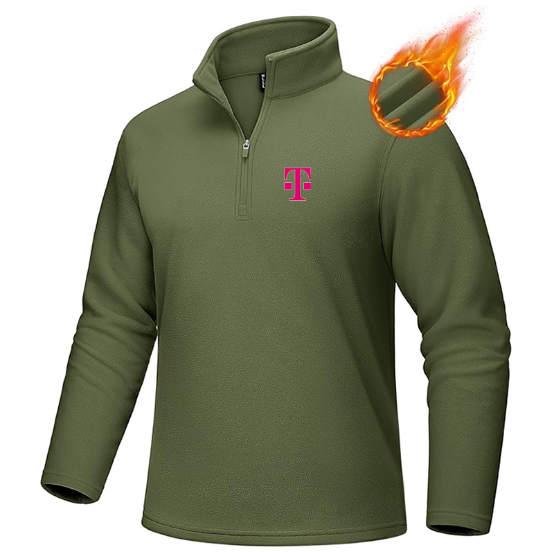 Men's T-Mobile MAGCOMSEN Quarter-Zip Pullover Polar Fleece Sweatshirt Stand Collar Long Sleeve Shirt for Men Thermal Winter Fall