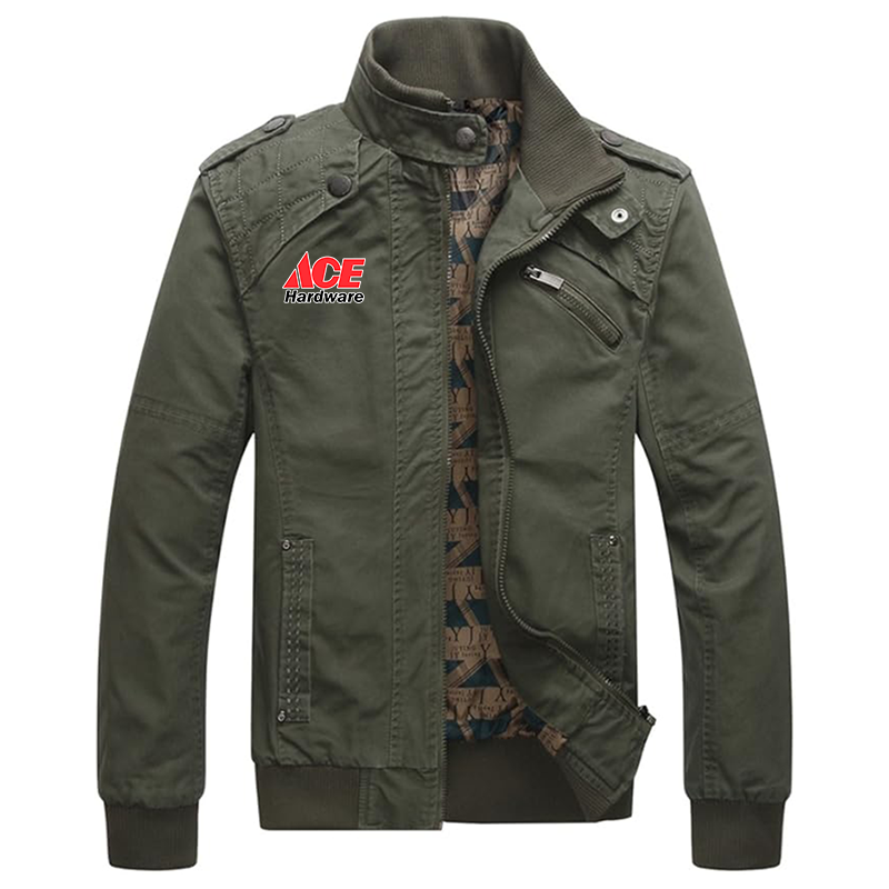 Men's Ace Dwar Casual Washed Cotton Military Outdoor Jackets with Shoulder Straps
