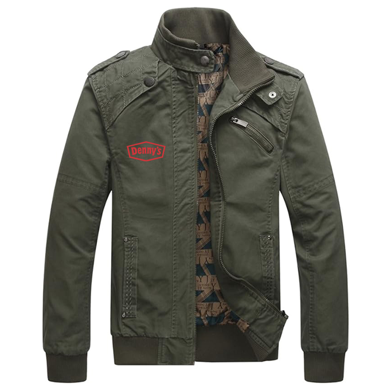 Men's Dennys Dwar Casual Washed Cotton Military Outdoor Jackets with Shoulder Straps