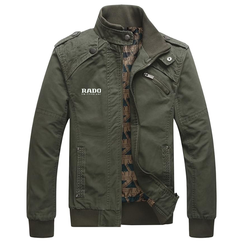 Men's Rado Dwar Casual Washed Cotton Military Outdoor Jackets with Shoulder Straps
