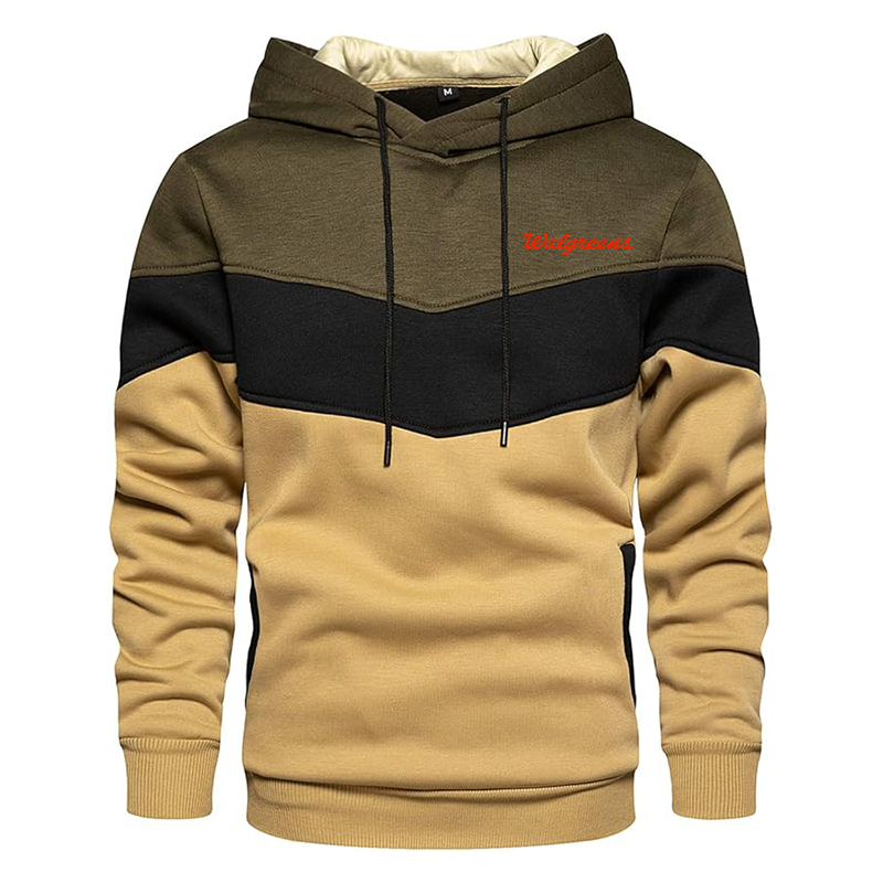 Men's Walgreens Gesean Novelty Color Block Pullover Fleece Hoodie Long Sleeve Casual Sweatshirt with Pocket