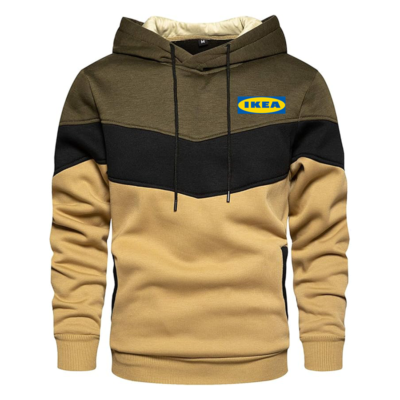 Men's IKEA Gesean Novelty Color Block Pullover Fleece Hoodie Long Sleeve Casual Sweatshirt with Pocket