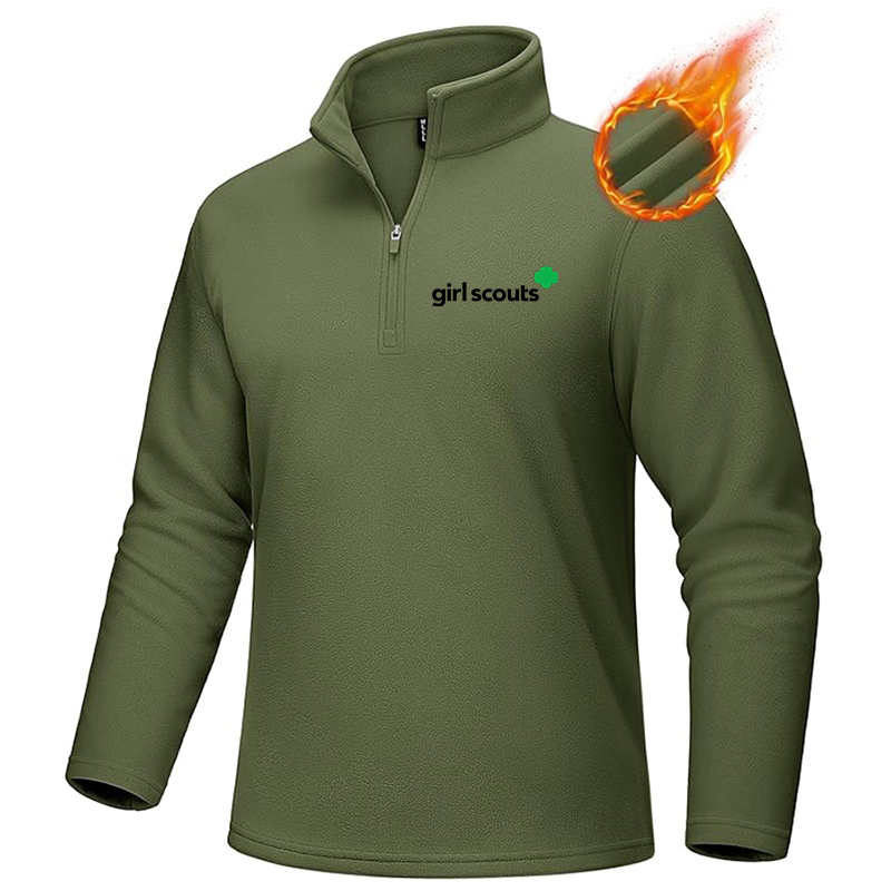 Men's Girl Scouts MAGCOMSEN Quarter-Zip Pullover Polar Fleece Sweatshirt Stand Collar Long Sleeve Shirt for Men Thermal Winter Fall