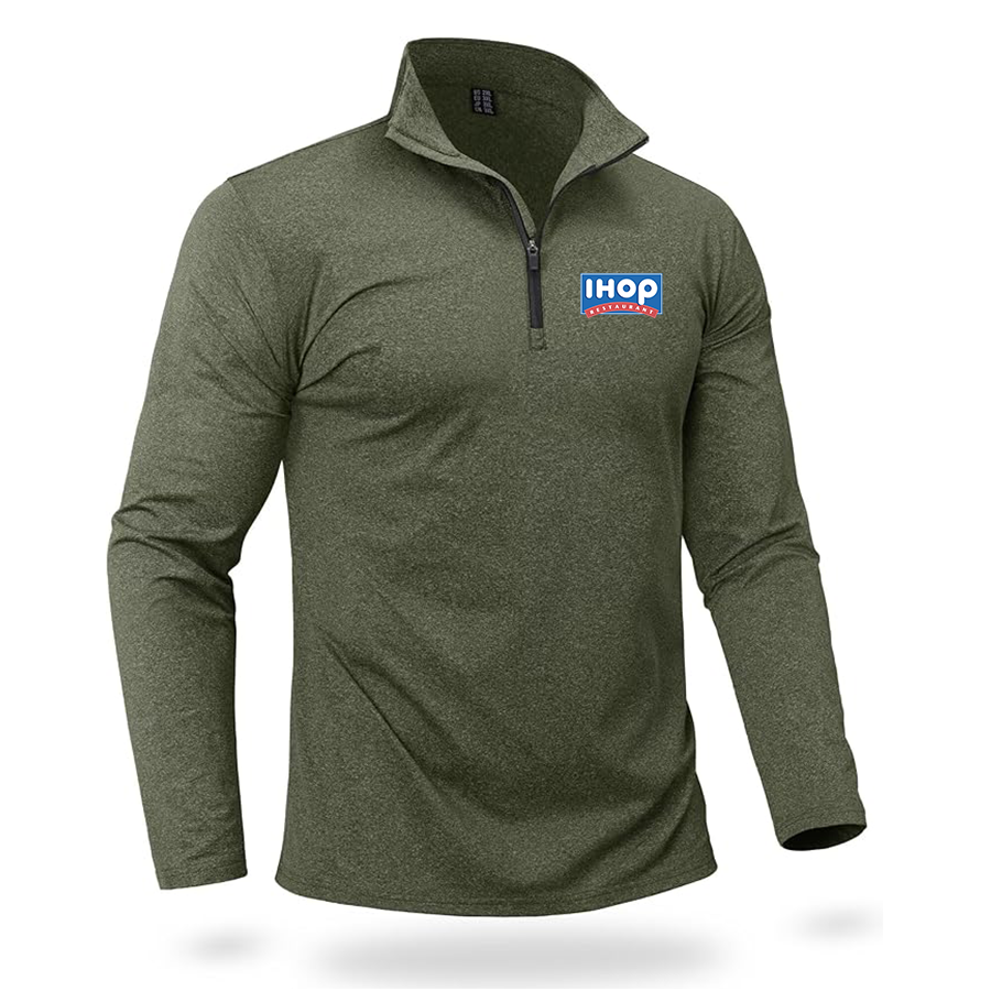 Men's ihop Quarter Zip Pullover Premium Fleece Lined Heather Long Sleeve Golf Shirts Midweight 1/4 Half Zip Sweatshirts