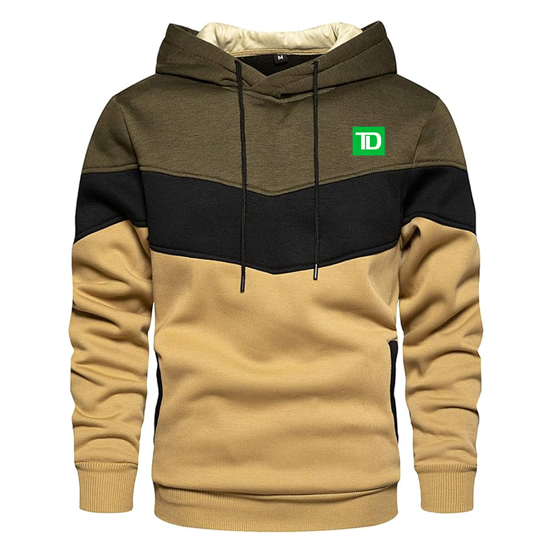 Men's TD Bank Gesean Novelty Color Block Pullover Fleece Hoodie Long Sleeve Casual Sweatshirt with Pocket