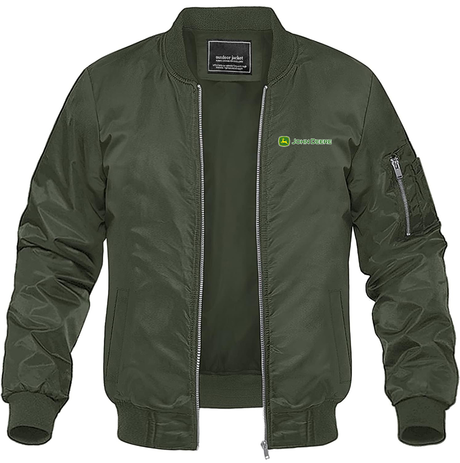 Men's John Deere Lightweight Bomber Jacket Windbreaker Casual Fall Spring Outdoor Coat