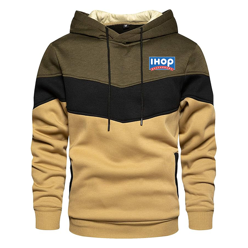 Men's ihop Gesean Novelty Color Block Pullover Fleece Hoodie Long Sleeve Casual Sweatshirt with Pocket