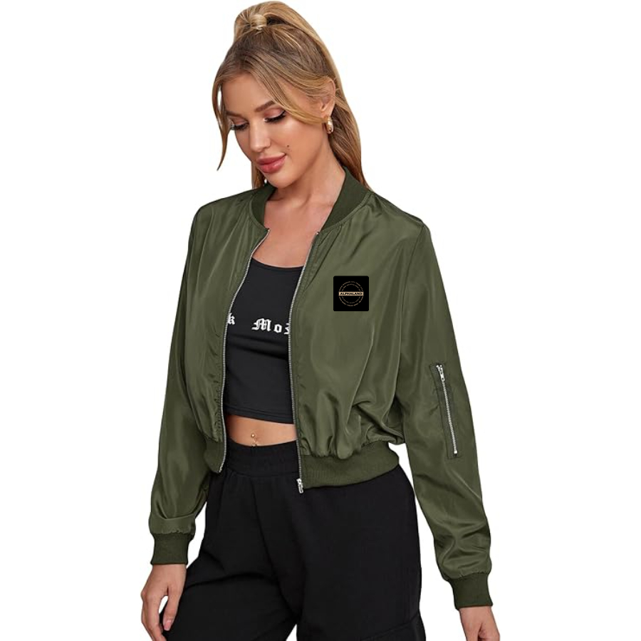 Women's Alphaland Lightweight Bomber Biker Jacket Zip up Windbreaker Crop Bomber Jacket Coat