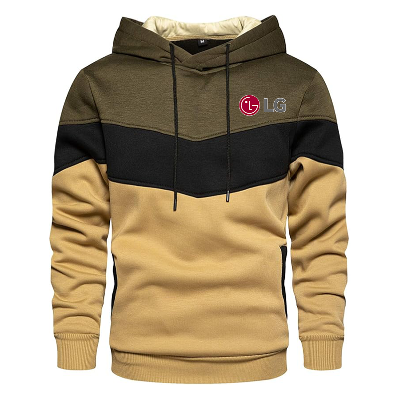 Men's LG Gesean Novelty Color Block Pullover Fleece Hoodie Long Sleeve Casual Sweatshirt with Pocket