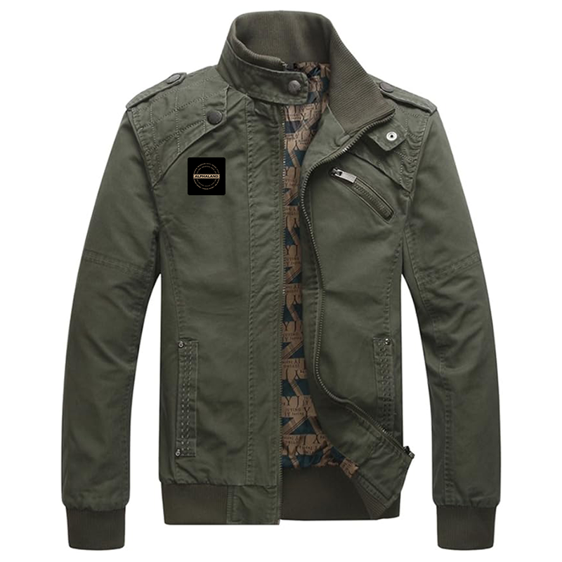 Men's Alphaland Dwar Casual Washed Cotton Military Outdoor Jackets with Shoulder Straps
