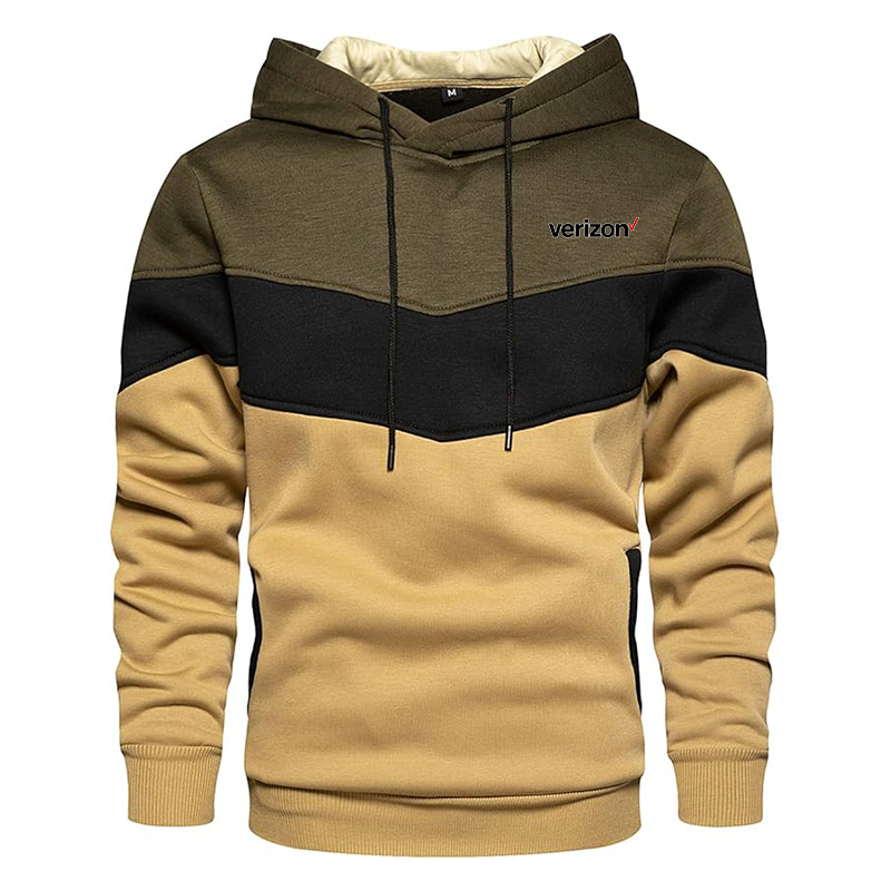 Men's Verizon Gesean Novelty Color Block Pullover Fleece Hoodie Long Sleeve Casual Sweatshirt with Pocket