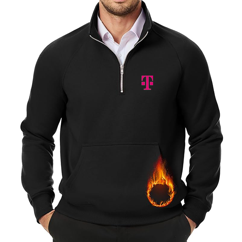 Men's T-Mobile JMIERR Quarter Zip Pullover Heavy Sweatshirts Warm Fleece Sweatshirt Polo