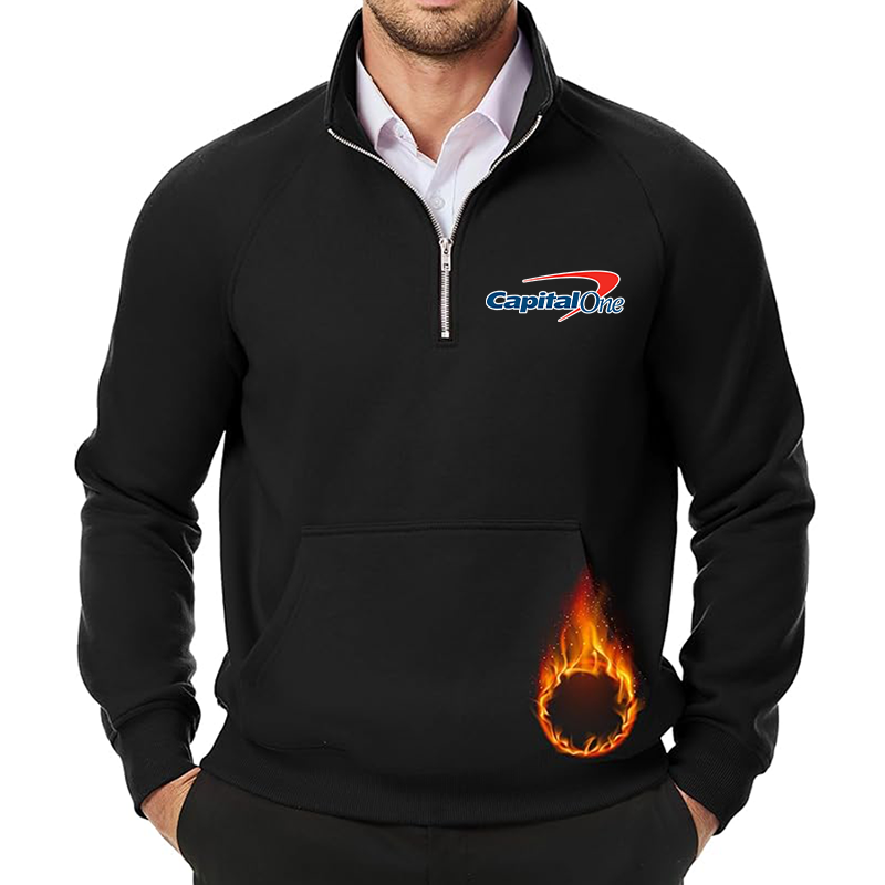 Men's Capital One JMIERR Quarter Zip Pullover Heavy Sweatshirts Warm Fleece Sweatshirt Polo