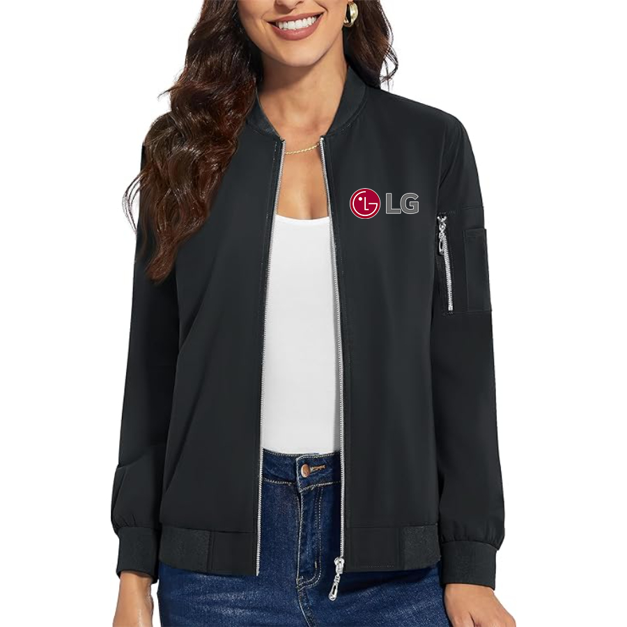 Women's LG Premium Bomber Jacket with Polished Detailing and Functional Sleeve Pocket Modern Luxury Outerwear
