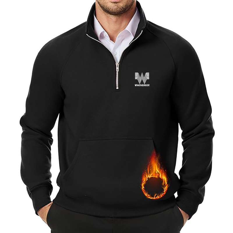 Men's What A Burger JMIERR Quarter Zip Pullover Heavy Sweatshirts Warm Fleece Sweatshirt Polo