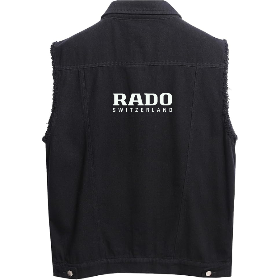 Men's Rado Sleeveless Distressed Denim Vest Rugged Black Jean Jacket
