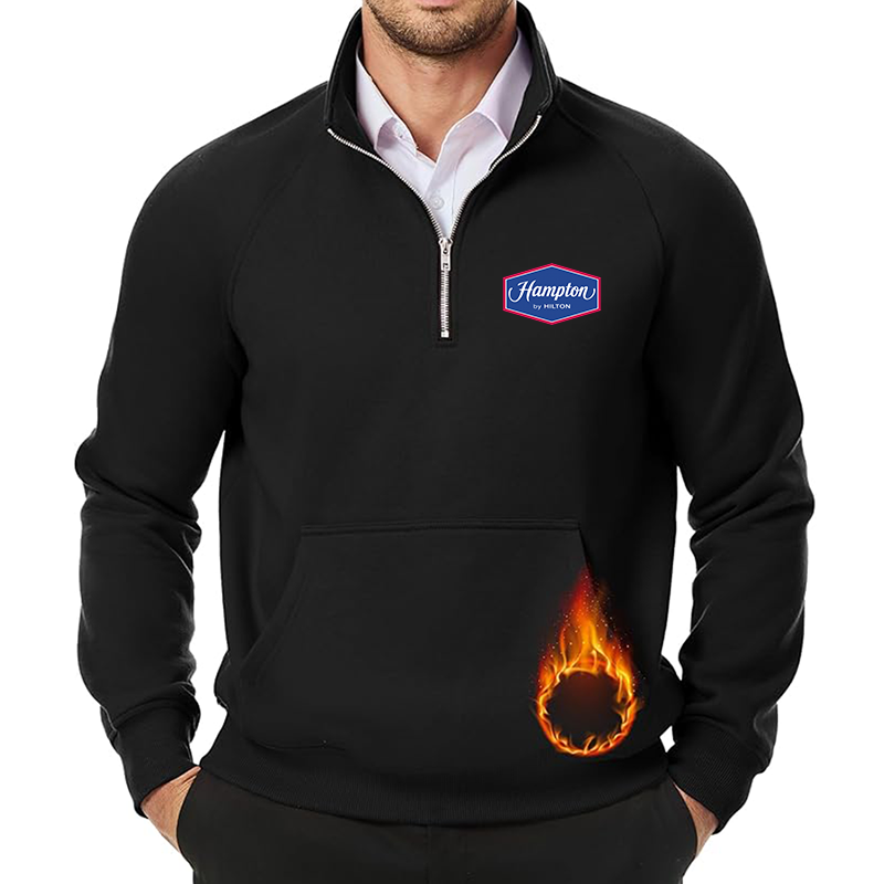 Men's Hampton JMIERR Quarter Zip Pullover Heavy Sweatshirts Warm Fleece Sweatshirt Polo