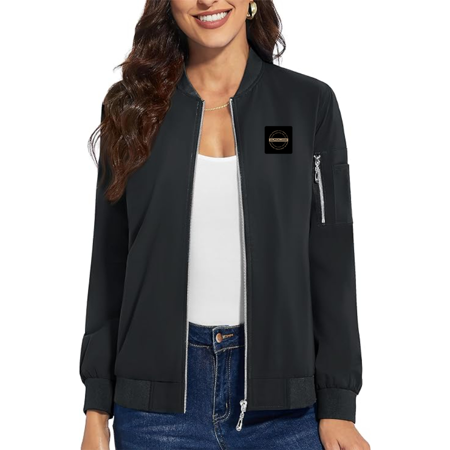Women's Alphaland Premium Bomber Jacket with Polished Detailing and Functional Sleeve Pocket Modern Luxury Outerwear