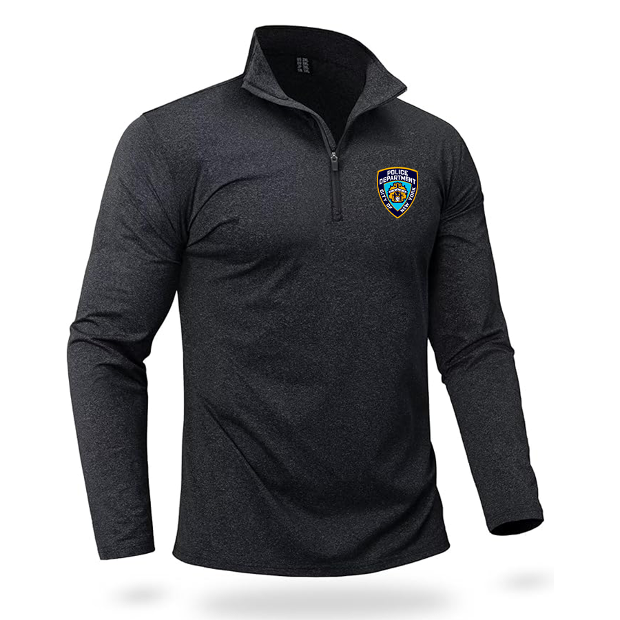 Men's NYPD Quarter Zip Pullover Premium Fleece Lined Heather Long Sleeve Golf Shirts Midweight 1/4 Half Zip Sweatshirts