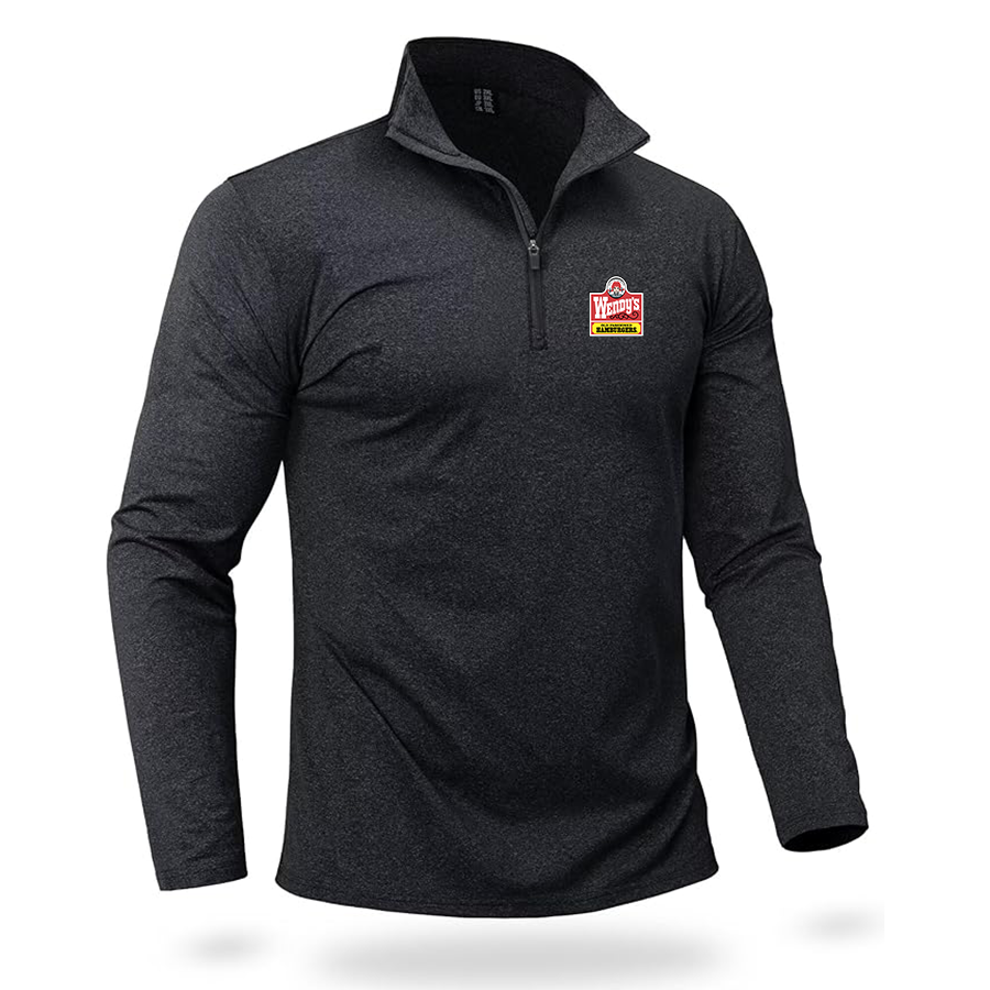 Men's Wendy's Quarter Zip Pullover Premium Fleece Lined Heather Long Sleeve Golf Shirts Midweight 1/4 Half Zip Sweatshirts