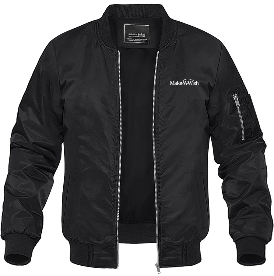 Men's Make-A-Wish Lightweight Bomber Jacket Windbreaker Casual Fall Spring Outdoor Coat