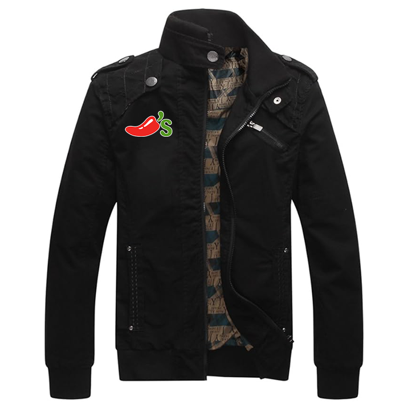 Men's Chilis Dwar Casual Washed Cotton Military Outdoor Jackets with Shoulder Straps