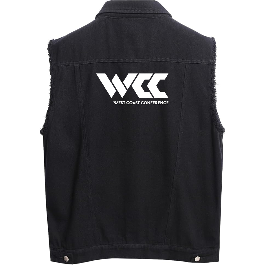 Men's West Coast Conference Sleeveless Distressed Denim Vest Rugged Black Jean Jacket