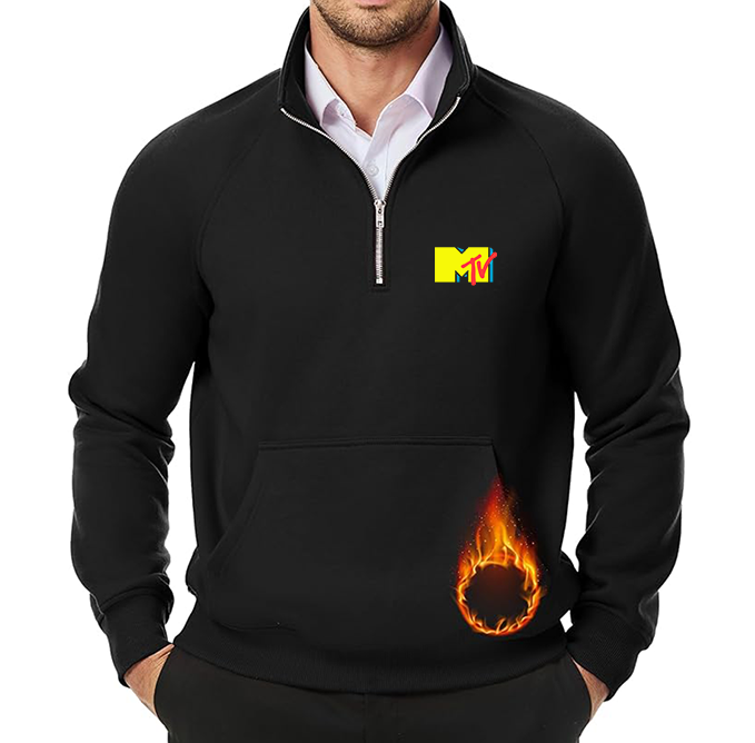 Men's M.T.V JMIERR Quarter Zip Pullover Heavy Sweatshirts Warm Fleece Sweatshirt Polo