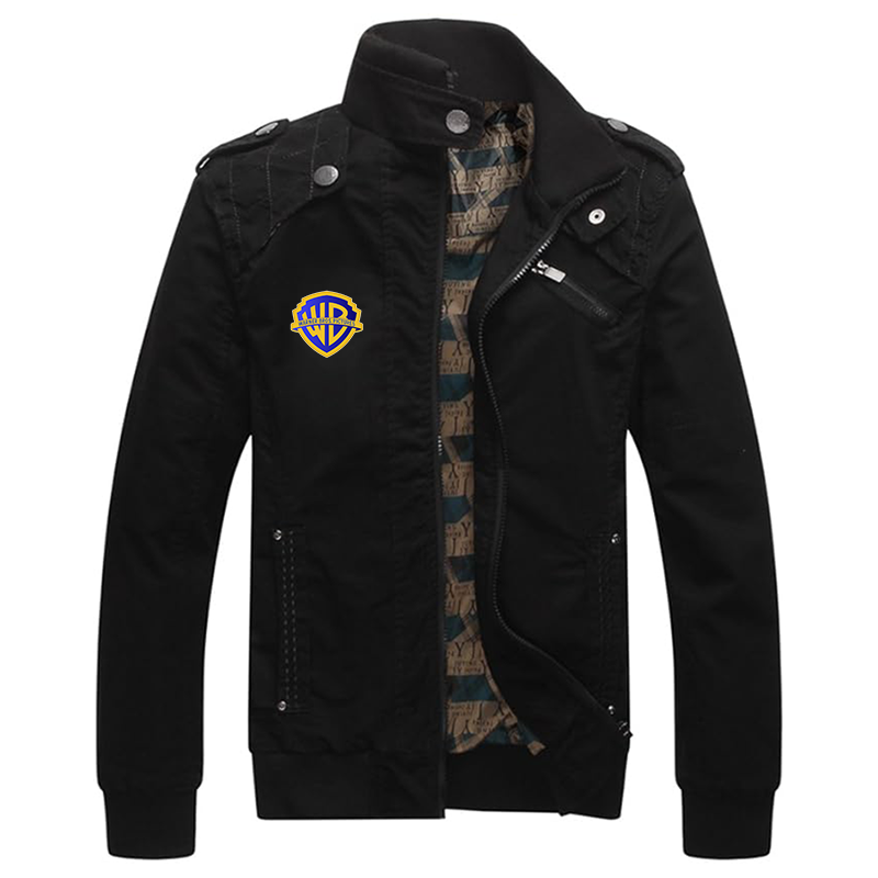 Men's Warner Bros Dwar Casual Washed Cotton Military Outdoor Jackets with Shoulder Straps