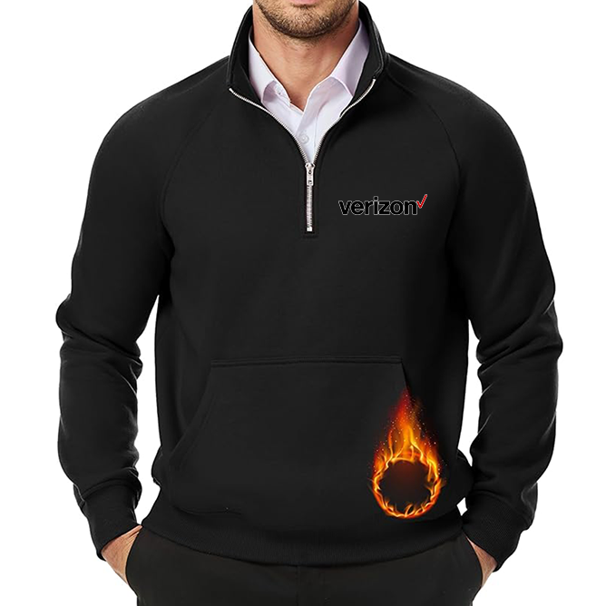 Men's Verizon JMIERR Quarter Zip Pullover Heavy Sweatshirts Warm Fleece Sweatshirt Polo