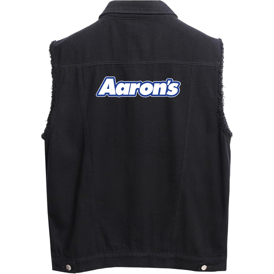 Men's Aarons Sleeveless Distressed Denim Vest Rugged Black Jean Jacket