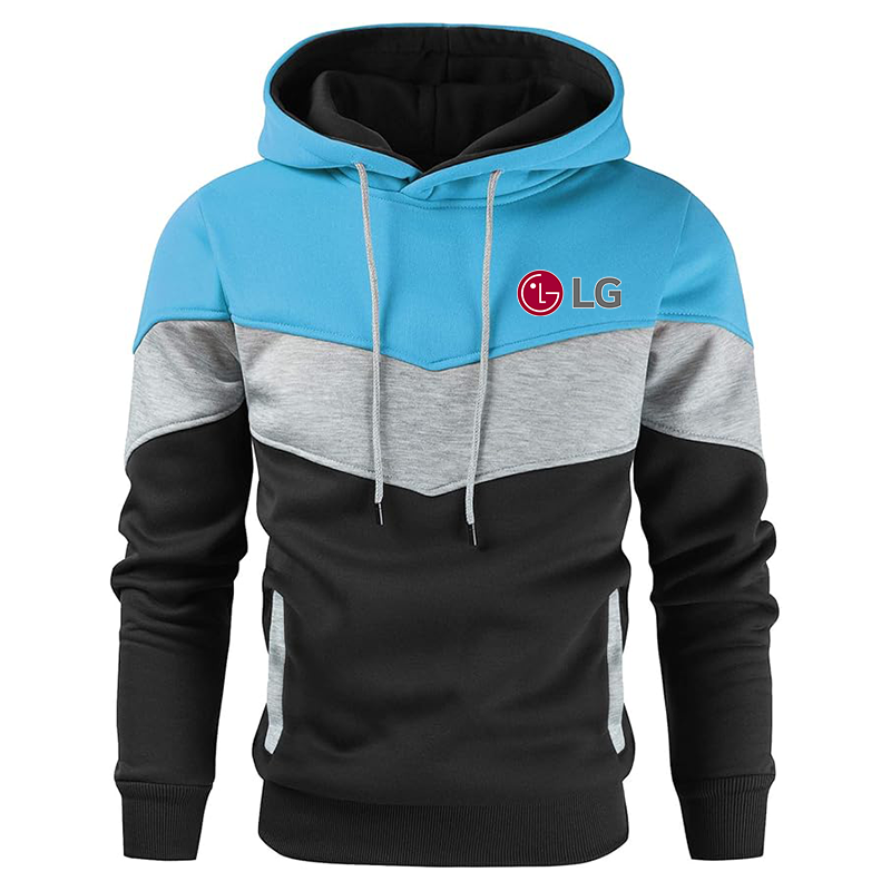 Men's LG Gesean Novelty Color Block Pullover Fleece Hoodie Long Sleeve Casual Sweatshirt with Pocket