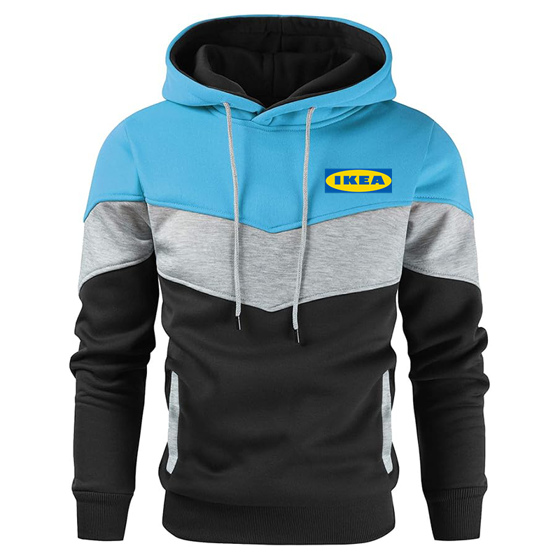 Men's IKEA Gesean Novelty Color Block Pullover Fleece Hoodie Long Sleeve Casual Sweatshirt with Pocket