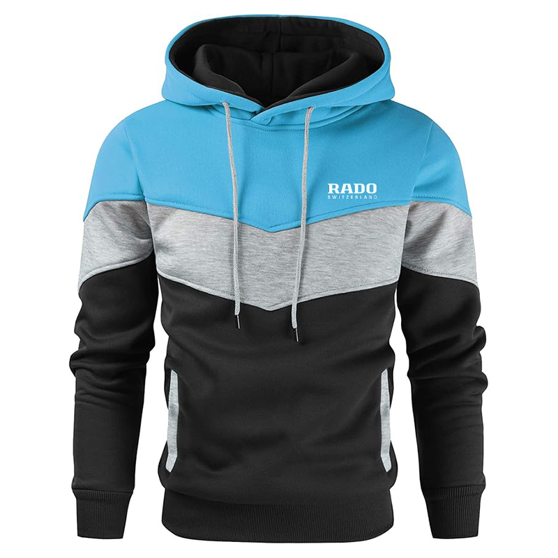Men's Rado Gesean Novelty Color Block Pullover Fleece Hoodie Long Sleeve Casual Sweatshirt with Pocket