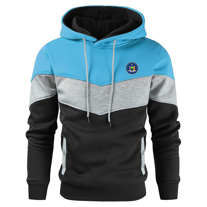Men's New York Gesean Novelty Color Block Pullover Fleece Hoodie Long Sleeve Casual Sweatshirt with Pocket