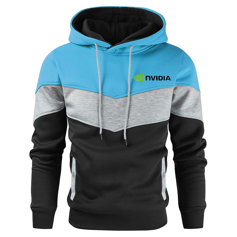 Men's NVIDIA Gesean Novelty Color Block Pullover Fleece Hoodie Long Sleeve Casual Sweatshirt with Pocket
