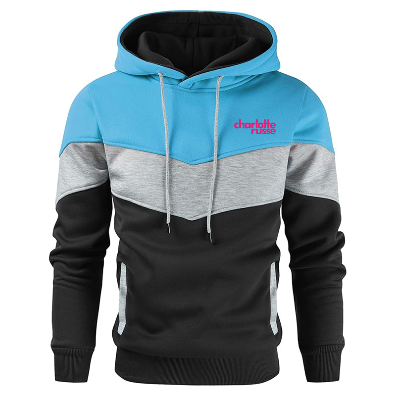 Men's Charlotte Russe Gesean Novelty Color Block Pullover Fleece Hoodie Long Sleeve Casual Sweatshirt with Pocket
