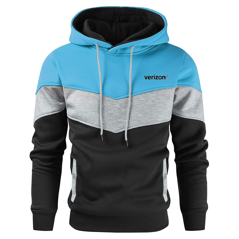 Men's Verizon Gesean Novelty Color Block Pullover Fleece Hoodie Long Sleeve Casual Sweatshirt with Pocket
