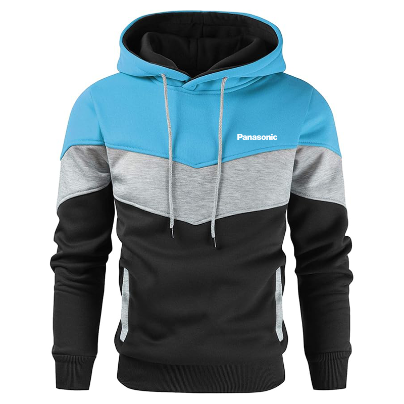 Men's Panasonic Gesean Novelty Color Block Pullover Fleece Hoodie Long Sleeve Casual Sweatshirt with Pocket