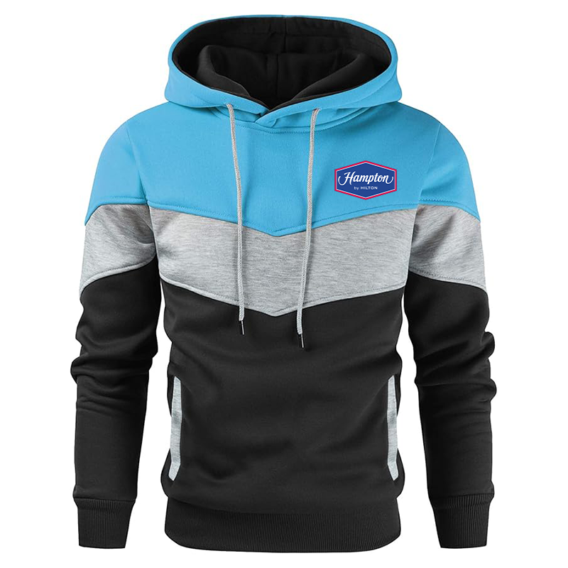 Men's Hampton Gesean Novelty Color Block Pullover Fleece Hoodie Long Sleeve Casual Sweatshirt with Pocket