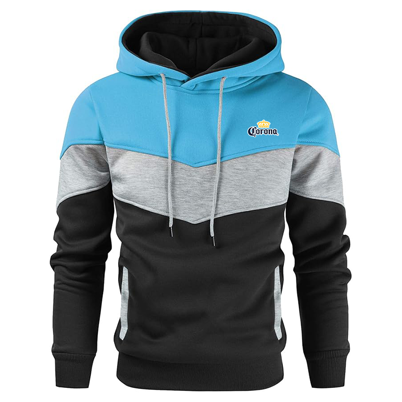 Men's Corona Gesean Novelty Color Block Pullover Fleece Hoodie Long Sleeve Casual Sweatshirt with Pocket