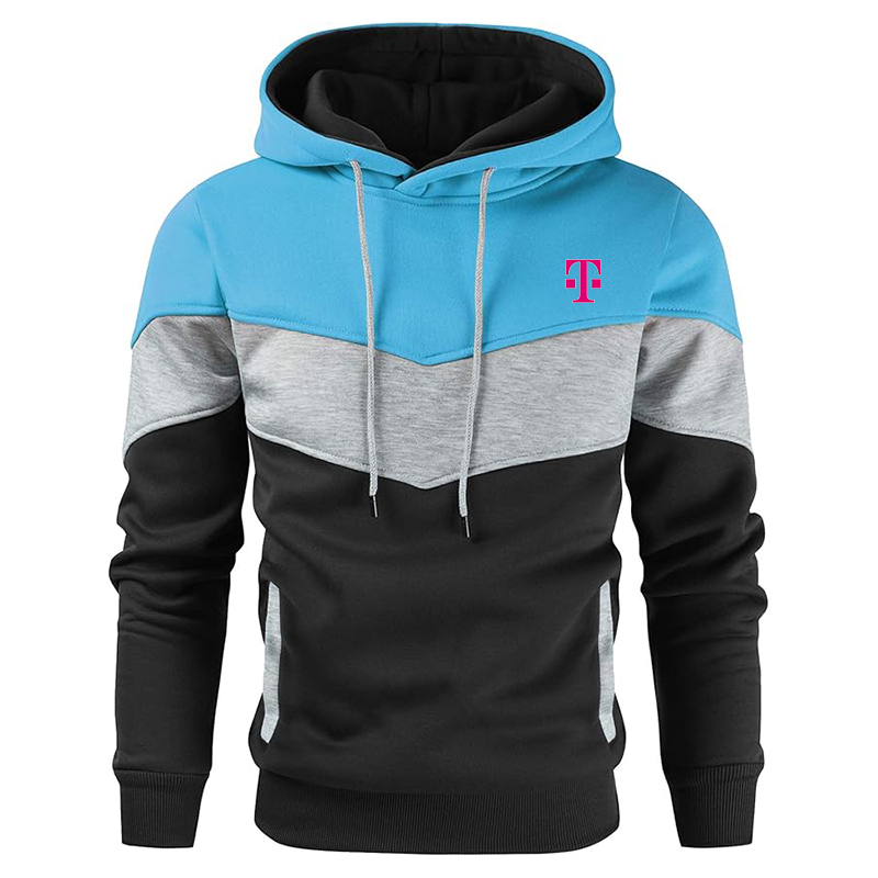 Men's T-Mobile Gesean Novelty Color Block Pullover Fleece Hoodie Long Sleeve Casual Sweatshirt with Pocket