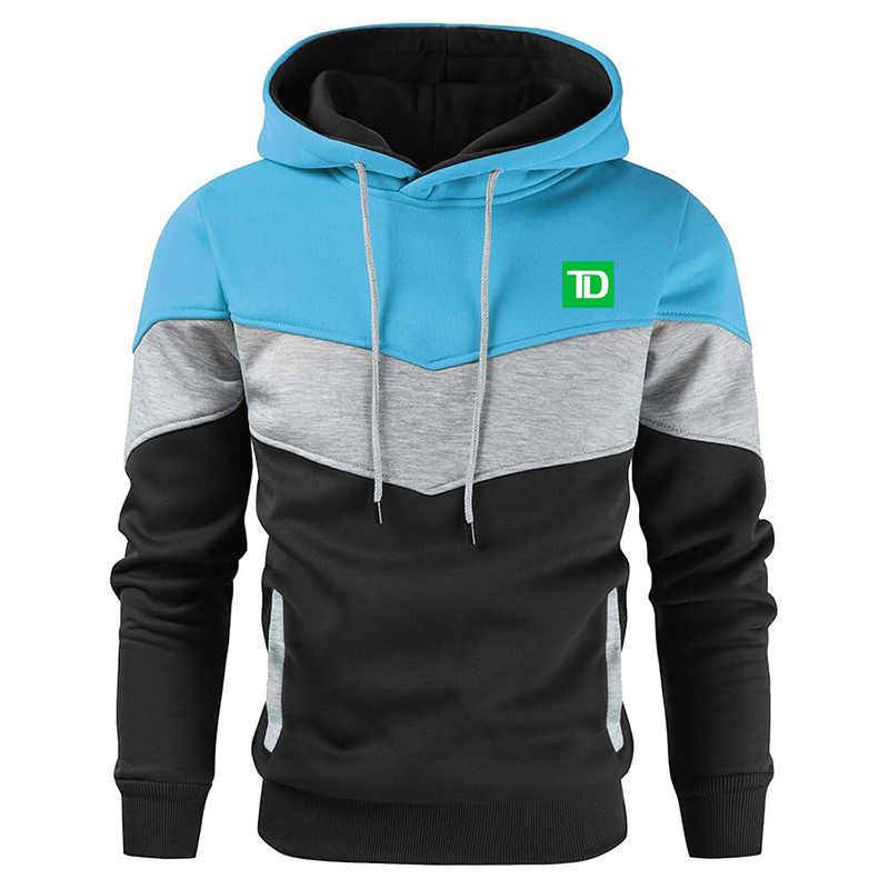 Men's TD Bank Gesean Novelty Color Block Pullover Fleece Hoodie Long Sleeve Casual Sweatshirt with Pocket