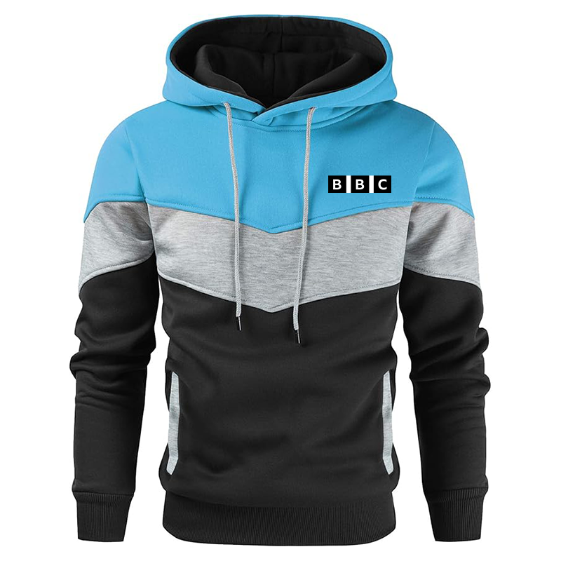 Men's BBC Gesean Novelty Color Block Pullover Fleece Hoodie Long Sleeve Casual Sweatshirt with Pocket