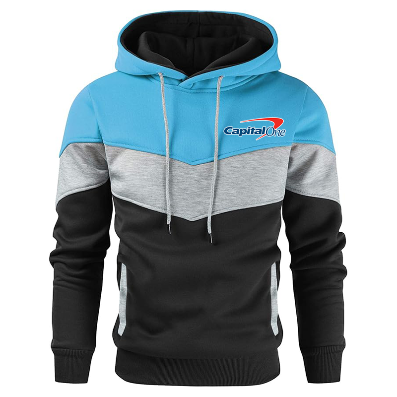 Men's Capital One Gesean Novelty Color Block Pullover Fleece Hoodie Long Sleeve Casual Sweatshirt with Pocket