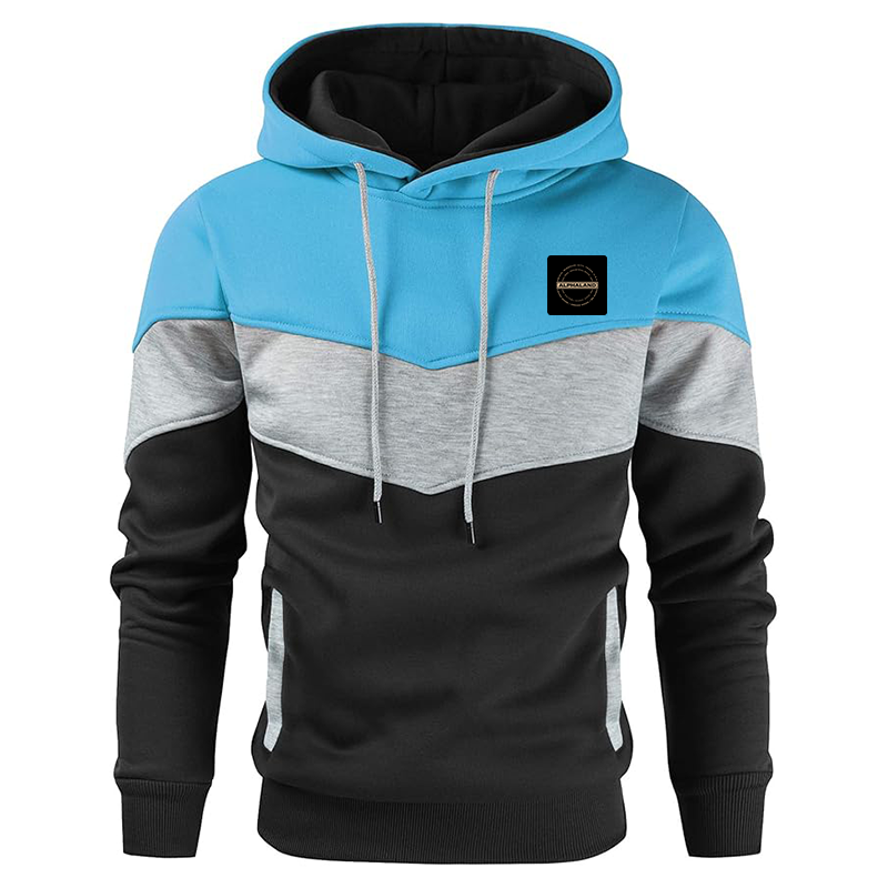 Men's Alphaland Gesean Novelty Color Block Pullover Fleece Hoodie Long Sleeve Casual Sweatshirt with Pocket