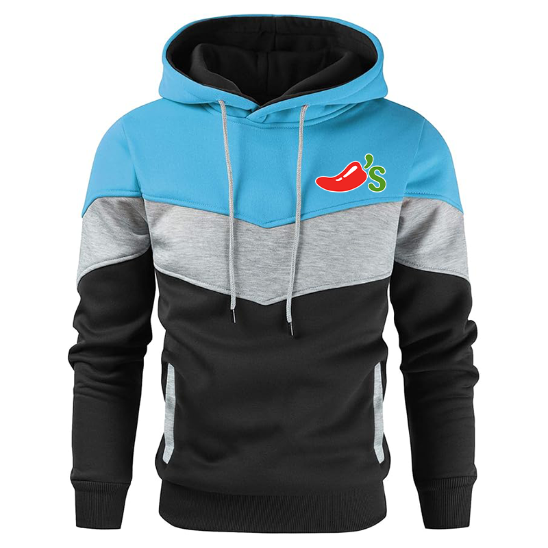 Men's Chilis Gesean Novelty Color Block Pullover Fleece Hoodie Long Sleeve Casual Sweatshirt with Pocket