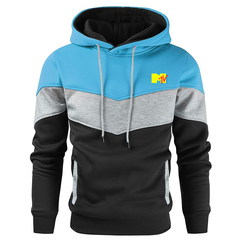 Men's M.T.V Gesean Novelty Color Block Pullover Fleece Hoodie Long Sleeve Casual Sweatshirt with Pocket